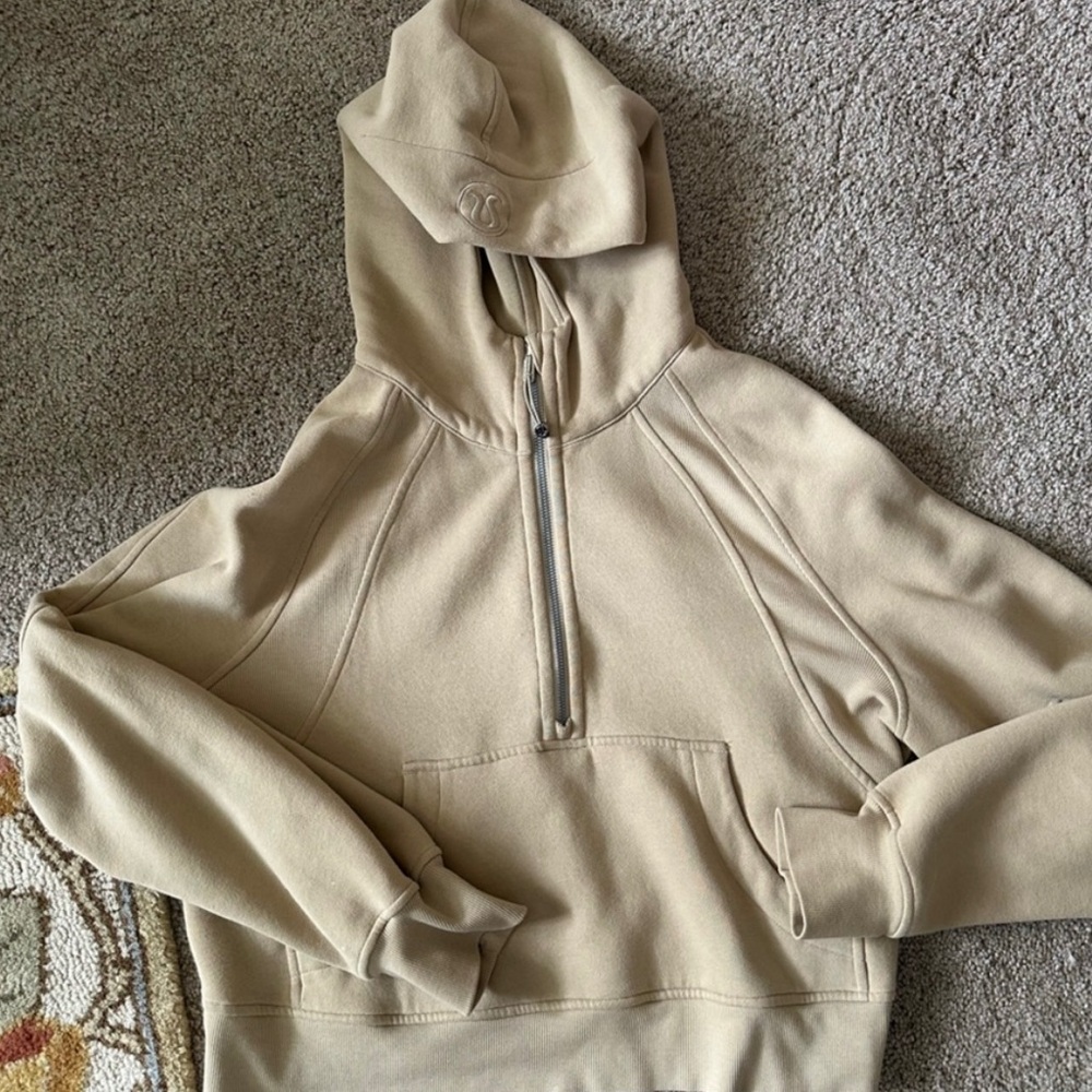 lululemon Beige Half-Zip scuba Hoodie